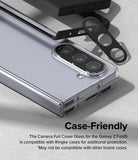 Galaxy Z Fold 5 | Camera Protector Glass [2 Pack] - Camera lens protector hovering above a Galaxy Z Fold 5 in a case.