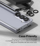 Galaxy Z Fold 5 | Camera Lens Frame Glass - Galaxy Z Fold 5 | Camera lens frame glass protectors shown with a phone case and clear phone back.