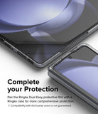 Galaxy Z Fold 5 Screen Protector | Dual Easy Film - Galaxy Z Fold 5 Screen Protector - Close-up of a Galaxy Z Fold 5 with a screen protector and clear protective case.