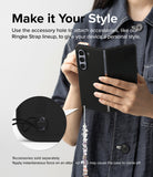 Galaxy Z Fold 5 Case | Slim - Person holding a black phone case with a beaded strap attached to the built-in accessory hole.