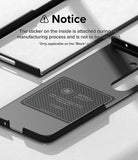 Galaxy Z Fold 5 Case | Slim - Notice text explaining that the internal manufacturing sticker should not be removed.