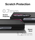 Galaxy Z Fold 5 Case | Slim - Close-up of phone case showing 0.7mm camera and 1.2mm screen raised bezels for scratch protection.