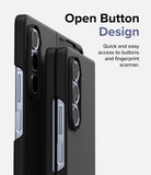 Galaxy Z Fold 5 Case | Slim - Black phone case showing open button cutouts for easy access to side buttons and scanner.