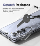 Galaxy Z Fold 5 Case | Slim - A clear phone case being scratched by a metal key to demonstrate its scratch-resistant surface.
