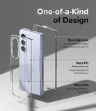 Galaxy Z Fold 5 Case | Slim - Exploded view of a clear phone case highlighting non-slip tape, hard PC material, and micro-dots.
