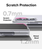 Galaxy Z Fold 5 Case | Slim - Close-up of a clear phone case highlighting 0.7mm camera and 1.2mm screen raised bezels.