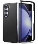 Galaxy Z Fold 5 Case | Slim - Matte black protective case on a Galaxy Z Fold 5 with a detached front frame piece.