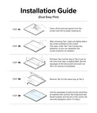 Galaxy Z Fold 6 | 3-in-1 Protector - Five-step illustrated guide showing how to install a screen protector on a foldable phone.