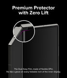 Galaxy Z Fold 6 | 3-in-1 Protector - Close-up of a phone screen edge with a highlighted, seamless protective film application.