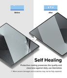 Galaxy Z Fold 6 | 3-in-1 Protector - Comparison showing a scratched phone screen healing into a smooth, clear surface.