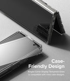 Galaxy Z Fold 6 Screen Protector | Cover Display Glass (2 Pack) - Galaxy Z Fold 6 Screen Protector - Tempered glass screen protector being applied to a Galaxy Z Fold 6 in a clear case.