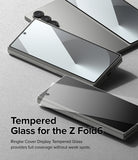 Galaxy Z Fold 6 Screen Protector | Cover Display Glass (2 Pack) - Galaxy Z Fold 6 Screen Protector - Two Galaxy Z Fold 6 phones with a clear tempered glass screen protector being applied.