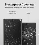 Galaxy Z Fold 6 Screen Protector | Cover Display Glass (2 Pack) - Galaxy Z Fold 6 Screen Protector - Comparison showing tempered glass holding shards together versus shattered glass.