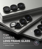 Galaxy Z Fold 6 | Camera Lens Frame Glass (2 Pack) - Silver Galaxy Z Fold 6 phones with black camera lens protectors.