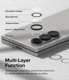 Galaxy Z Fold 6 | Camera Lens Frame Glass (2 Pack) - Galaxy Z Fold 6 | Exploded view of a five-layer camera lens protector showing coating, glass, frame, and adhesive.