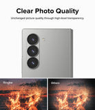 Galaxy Z Fold 6 | Camera Lens Frame Glass (2 Pack) - Galaxy Z Fold 6 | Camera lens glass showing clear photo quality compared to a blurry competitor image of a campfire.
