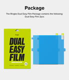 Galaxy Z Fold 6 Screen Protector | Dual Easy Film (2 Pack) - Galaxy Z Fold 6 Screen Protector - Bright green product packaging next to two blue screen protector films with tabs.