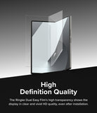 Galaxy Z Fold 6 Screen Protector | Dual Easy Film (2 Pack) - Galaxy Z Fold 6 Screen Protector - Transparent film being applied to a foldable smartphone screen for high clarity.