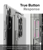 Galaxy Z Fold 6 Case | Fusion - Clear - Close-up of clear phone case buttons highlighting precise cutouts for tactile response.