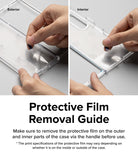 Galaxy Z Fold 6 case | Fusion Design - Hands peeling protective film from the exterior and interior of a clear phone case.
