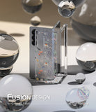 Galaxy Z Fold 6 case | Fusion Design - Clear floral phone case for Galaxy Z Fold 6 surrounded by floating glass orbs.