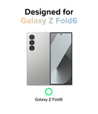 Galaxy Z Fold 6 case | Fusion Design - Silver Galaxy Z Fold 6 phone shown from back and front with text confirming compatibility.