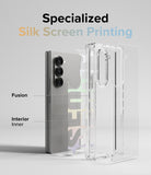 Galaxy Z Fold 6 case | Fusion Design - Exploded view of a phone case showing silk screen printing layers on a Galaxy Z Fold 6.