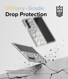 Galaxy Z Fold 6 case | Fusion Design - A Galaxy Z Fold 6 in a clear case hitting a concrete surface with debris flying.
