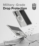 Galaxy Z Fold 6 Case | Fusion Magnetic - Clear - Clear phone case with magnetic ring falling toward a cracked surface.