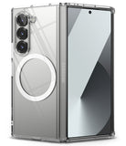 Galaxy Z Fold 6 Case | Fusion Magnetic - Clear - Clear magnetic case on a folded Samsung Galaxy Z Fold 6 smartphone.