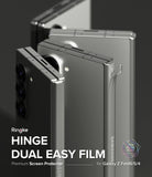 Galaxy Z Fold 6 Screen Protector | Hinge Dual Easy Film - Silver Galaxy Z Fold phones with a clear hinge film applied.
