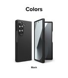 Galaxy Z Fold 6 Case | Slim - Black Galaxy Z Fold 6 in a slim black case shown from the back and front angles.
