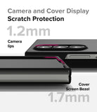 Galaxy Z Fold 6 Case | Slim - Close-up of phone case showing 1.2mm camera lips and 1.7mm cover screen bezel for scratch protection.