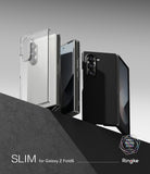 Galaxy Z Fold 6 Case | Slim - Clear and black slim cases displayed on a geometric platform with Ringke branding.