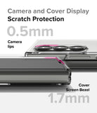 Galaxy Z Fold 6 Case | Slim - Close-up of phone case showing 0.5mm camera lips and 1.7mm raised cover screen bezels for protection.
