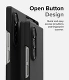 Galaxy Z Fold 6 Case | Slim Magnetic - Close-up of two black phone cases showing open side cutouts for easy button access.