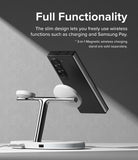 Galaxy Z Fold 6 Case | Slim Magnetic - Black Galaxy Z Fold 6 in a slim case magnetically attached to a wireless charging stand.