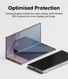 Galaxy Z Fold 7 Screen Protector | 3-in-1 Protector Pro - Foldable phone with inner screen film and outer tempered glass protector applied.