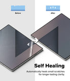 Galaxy Z Fold 7 Screen Protector | 3-in-1 Protector Pro - Comparison showing a scratched screen surface healing into a smooth, clear finish.