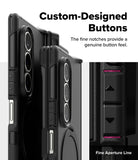 Galaxy Z Fold 7 Case | Alles - Close-up of black phone case buttons with tactile notches and a highlighted fine aperture line.