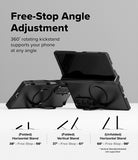 Galaxy Z Fold 7 Case | Alles - Two phones in cases with rotating kickstands shown at different angles and stand positions.