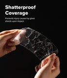 Galaxy Z Fold 7 Screen Protector | Cover Display Easy Slide Tempered Glass (2 Pack) - Hands holding a cracked tempered glass screen protector that remains intact.