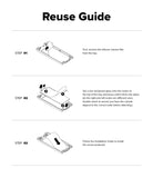 Galaxy Z Fold 7 Screen Protector | Cover Display Easy Slide Tempered Glass (2 Pack) - Three-step diagram showing how to remove film and install new glass into the tray.