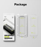Galaxy Z Fold 7 Screen Protector | Cover Display Easy Slide Tempered Glass (2 Pack) - Packaging box, installation tray, and two tempered glass screen protectors.