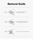 Galaxy Z Fold 7 | Camera Lens Frame Glass (2 Pack) - Three-step instructional diagram showing how to remove camera lens glass using a small prying tool.