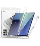 Galaxy Z Fold 7 Screen Protector | Dual Easy Pro Film (2 Pack) - Dual Easy Pro film being applied to a foldable phone screen with an installation tray.