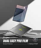 Galaxy Z Fold 7 Screen Protector | Dual Easy Pro Film (2 Pack) - Floating Galaxy Z Fold 7 with an installation guide film and applicator frame.