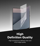 Galaxy Z Fold 7 Screen Protector | Dual Easy Pro Film (2 Pack) - Transparent film being applied to a foldable smartphone screen for high clarity.