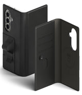 Galaxy Z Fold 7 Cover | Folio Grip Wallet Magnetic - Black folio wallet case with a magnetic grip strap, card slots, and magnetic charging ring.