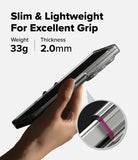 [Bundle] Galaxy Z Fold 7 Case | Fusion - Hand holding a slim, clear phone case with 33g weight and 2.0mm thickness specs.